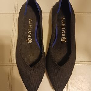 Rothy's Black Flats with Blue Trim